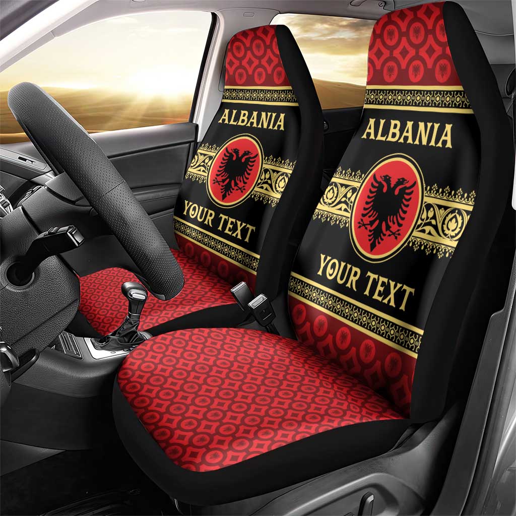 Personalized Albania Eagle Car Seat Cover Red and Black Heritage - Wonder Print Shop