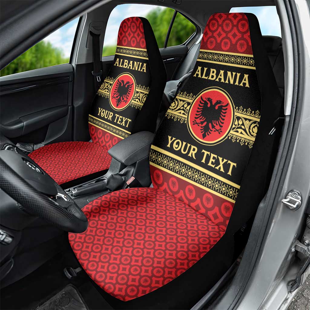 Personalized Albania Eagle Car Seat Cover Red and Black Heritage - Wonder Print Shop