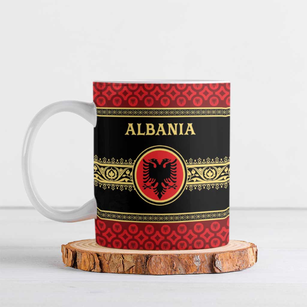 Personalized Albania Eagle Ceramic Mug Red and Black Heritage - Wonder Print Shop