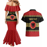 Personalized Albania Eagle Couples Matching Mermaid Dress and Hawaiian Shirt Red and Black Heritage - Wonder Print Shop