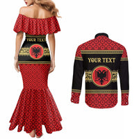 Personalized Albania Eagle Couples Matching Mermaid Dress and Long Sleeve Button Shirt Red and Black Heritage - Wonder Print Shop
