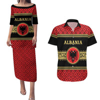 Personalized Albania Eagle Couples Matching Puletasi and Hawaiian Shirt Red and Black Heritage - Wonder Print Shop