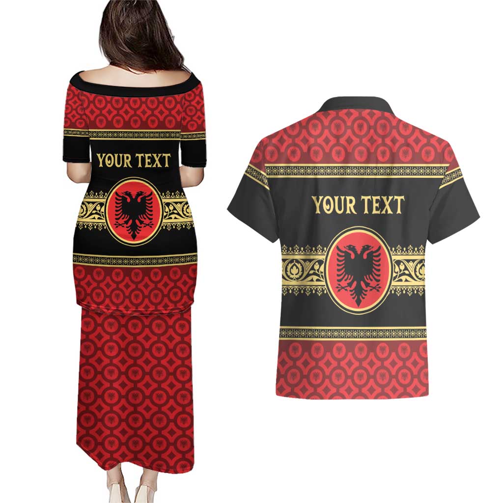 Personalized Albania Eagle Couples Matching Puletasi and Hawaiian Shirt Red and Black Heritage - Wonder Print Shop