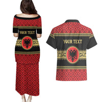 Personalized Albania Eagle Couples Matching Puletasi and Hawaiian Shirt Red and Black Heritage - Wonder Print Shop