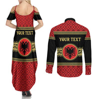 Personalized Albania Eagle Couples Matching Summer Maxi Dress and Long Sleeve Button Shirt Red and Black Heritage - Wonder Print Shop