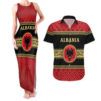 Personalized Albania Eagle Couples Matching Tank Maxi Dress and Hawaiian Shirt Red and Black Heritage - Wonder Print Shop