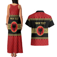 Personalized Albania Eagle Couples Matching Tank Maxi Dress and Hawaiian Shirt Red and Black Heritage - Wonder Print Shop
