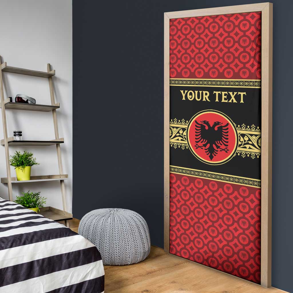 Personalized Albania Eagle Door Cover Red and Black Heritage - Wonder Print Shop