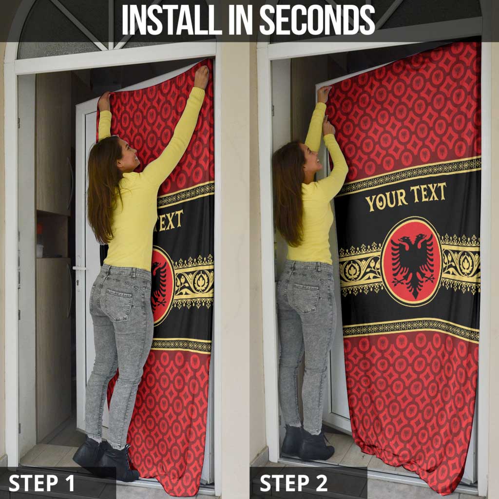 Personalized Albania Eagle Door Cover Red and Black Heritage - Wonder Print Shop