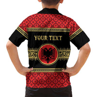 Personalized Albania Eagle Family Matching Long Sleeve Bodycon Dress and Hawaiian Shirt Red and Black Heritage - Wonder Print Shop