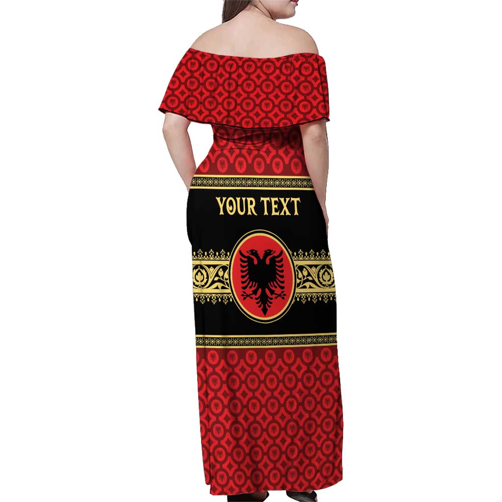 Personalized Albania Eagle Family Matching Off Shoulder Maxi Dress and Hawaiian Shirt Red and Black Heritage - Wonder Print Shop