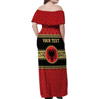 Personalized Albania Eagle Family Matching Off Shoulder Maxi Dress and Hawaiian Shirt Red and Black Heritage - Wonder Print Shop