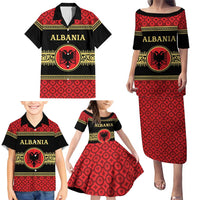 Personalized Albania Eagle Family Matching Puletasi and Hawaiian Shirt Red and Black Heritage - Wonder Print Shop