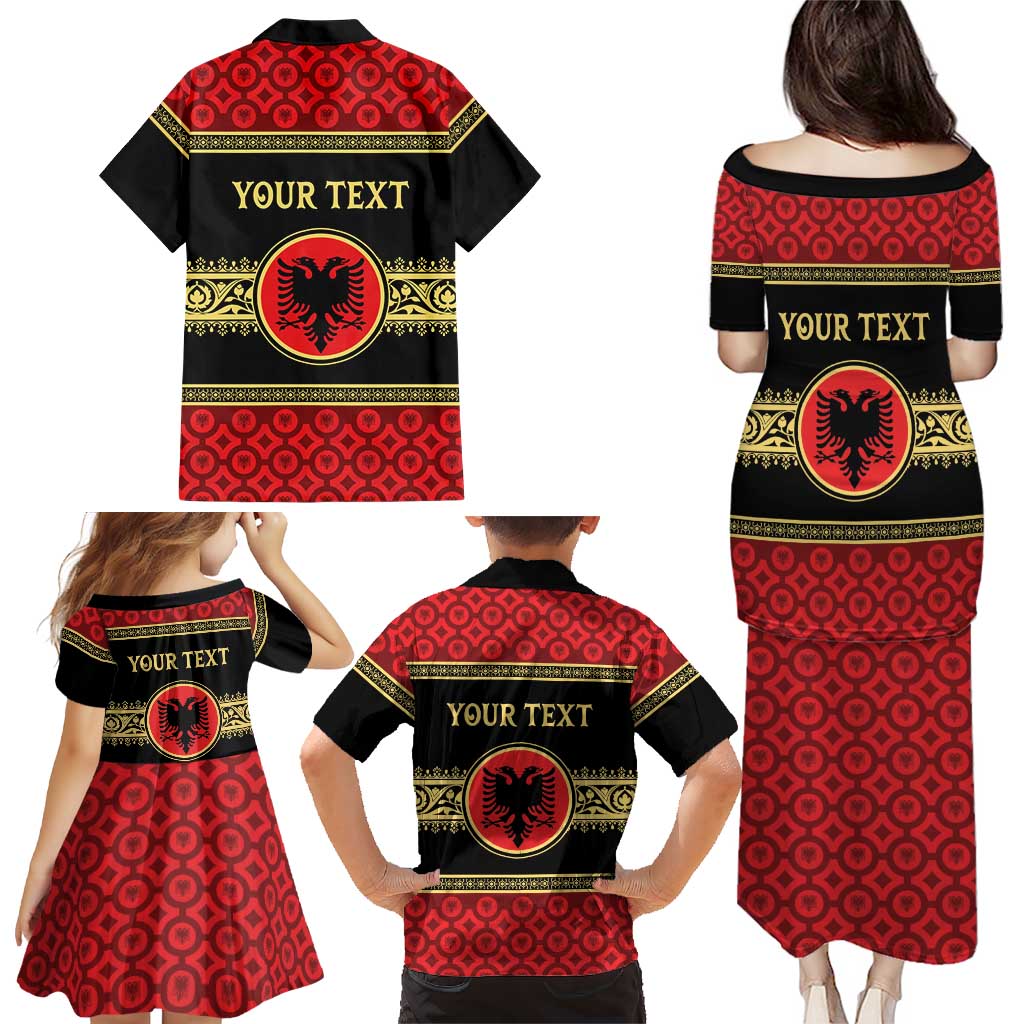 Personalized Albania Eagle Family Matching Puletasi and Hawaiian Shirt Red and Black Heritage - Wonder Print Shop