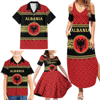 Personalized Albania Eagle Family Matching Summer Maxi Dress and Hawaiian Shirt Red and Black Heritage - Wonder Print Shop
