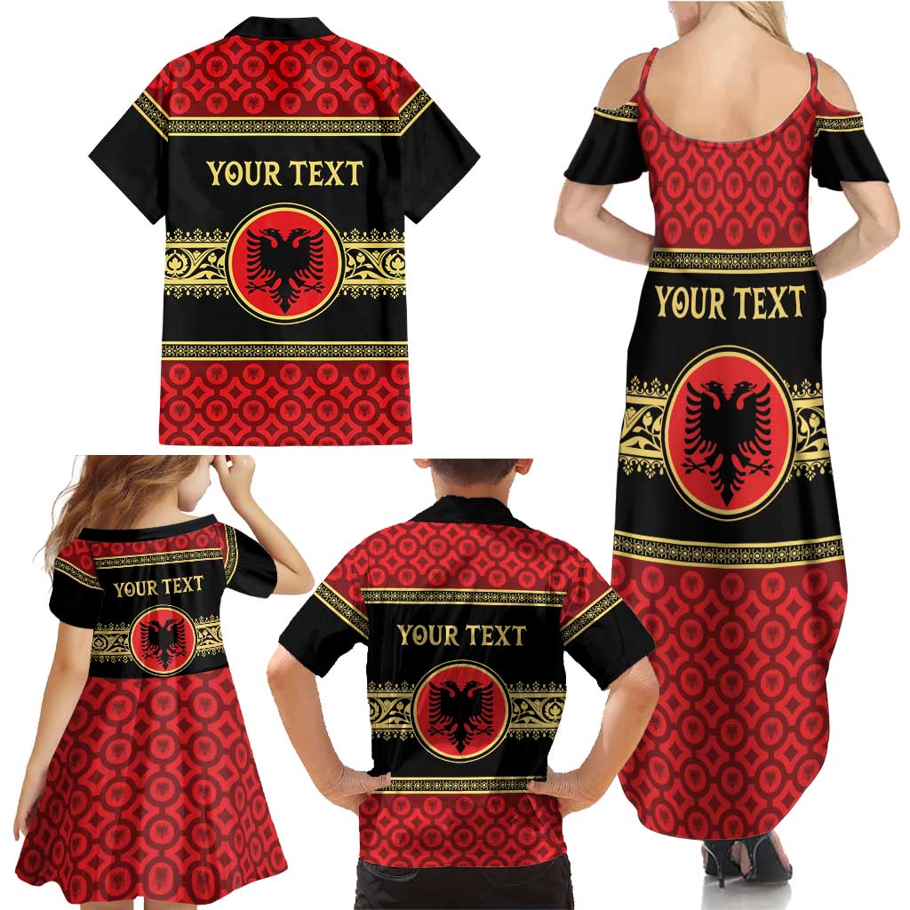 Personalized Albania Eagle Family Matching Summer Maxi Dress and Hawaiian Shirt Red and Black Heritage - Wonder Print Shop