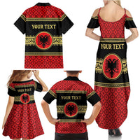 Personalized Albania Eagle Family Matching Summer Maxi Dress and Hawaiian Shirt Red and Black Heritage - Wonder Print Shop