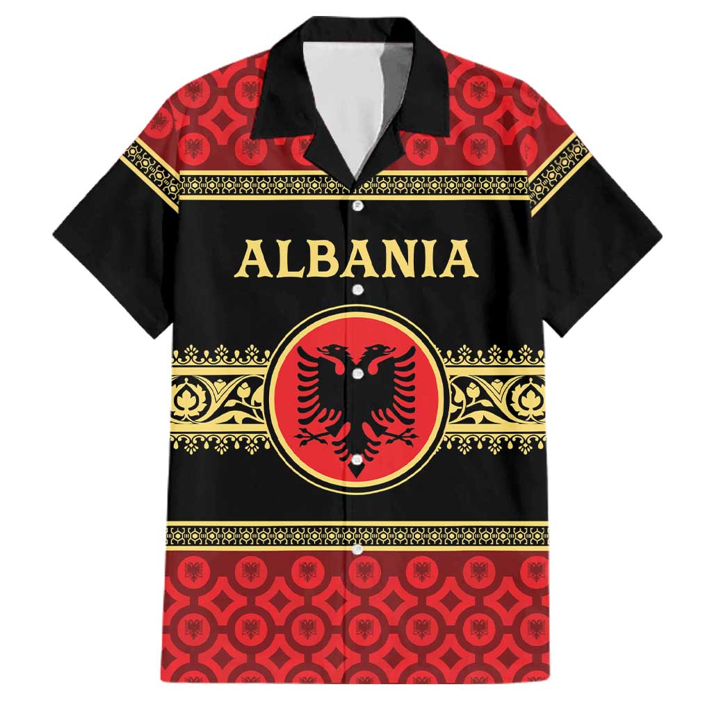 Personalized Albania Eagle Family Matching Summer Maxi Dress and Hawaiian Shirt Red and Black Heritage - Wonder Print Shop