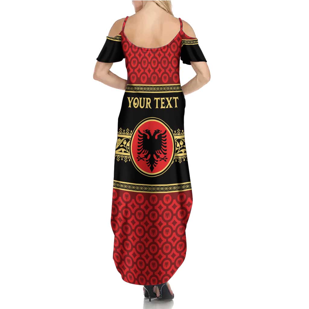 Personalized Albania Eagle Family Matching Summer Maxi Dress and Hawaiian Shirt Red and Black Heritage - Wonder Print Shop