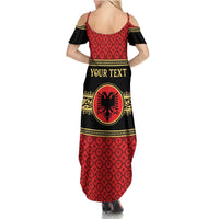 Personalized Albania Eagle Family Matching Summer Maxi Dress and Hawaiian Shirt Red and Black Heritage - Wonder Print Shop