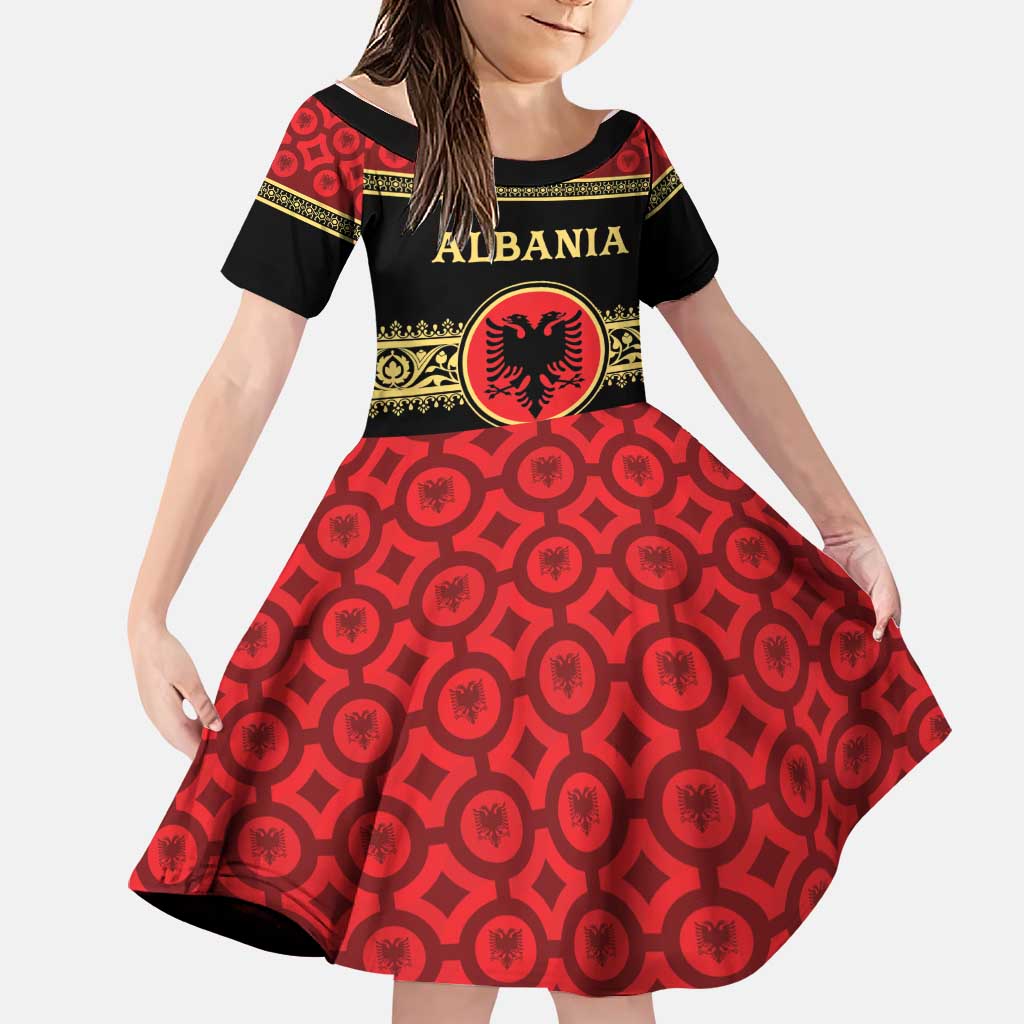 Personalized Albania Eagle Family Matching Tank Maxi Dress and Hawaiian Shirt Red and Black Heritage - Wonder Print Shop