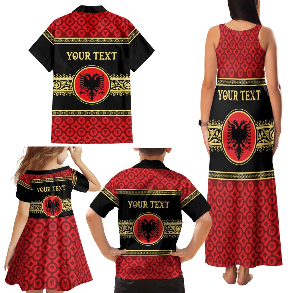 Personalized Albania Eagle Family Matching Tank Maxi Dress and Hawaiian Shirt Red and Black Heritage - Wonder Print Shop