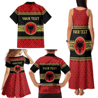 Personalized Albania Eagle Family Matching Tank Maxi Dress and Hawaiian Shirt Red and Black Heritage - Wonder Print Shop