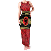 Personalized Albania Eagle Family Matching Tank Maxi Dress and Hawaiian Shirt Red and Black Heritage - Wonder Print Shop