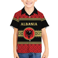 Personalized Albania Eagle Family Matching Tank Maxi Dress and Hawaiian Shirt Red and Black Heritage - Wonder Print Shop