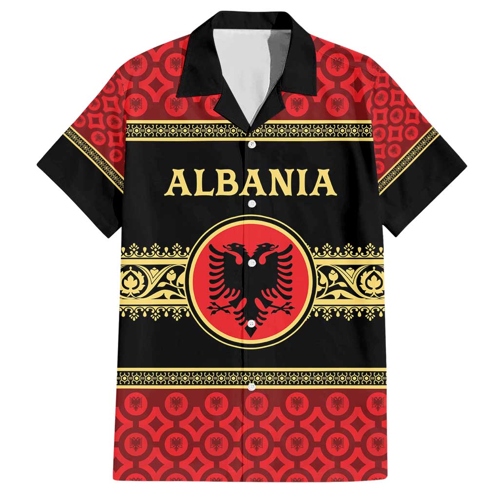 Personalized Albania Eagle Hawaiian Shirt Red and Black Heritage - Wonder Print Shop