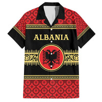 Personalized Albania Eagle Hawaiian Shirt Red and Black Heritage - Wonder Print Shop
