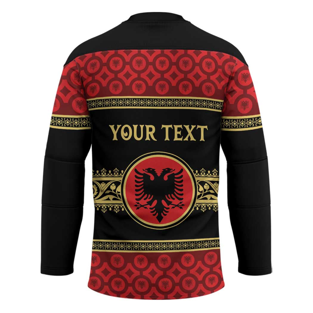 Personalized Albania Eagle Hockey Jersey Red and Black Heritage - Wonder Print Shop