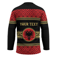 Personalized Albania Eagle Hockey Jersey Red and Black Heritage - Wonder Print Shop