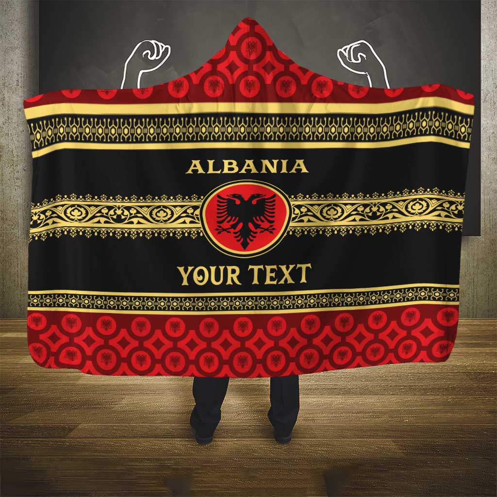Personalized Albania Eagle Hooded Blanket Red and Black Heritage - Wonder Print Shop