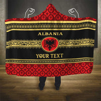Personalized Albania Eagle Hooded Blanket Red and Black Heritage - Wonder Print Shop