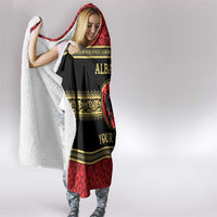 Personalized Albania Eagle Hooded Blanket Red and Black Heritage - Wonder Print Shop