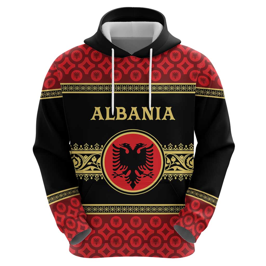 Personalized Albania Eagle Hoodie Red and Black Heritage - Wonder Print Shop