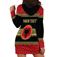 Personalized Albania Eagle Hoodie Dress Red and Black Heritage - Wonder Print Shop