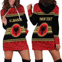 Personalized Albania Eagle Hoodie Dress Red and Black Heritage - Wonder Print Shop