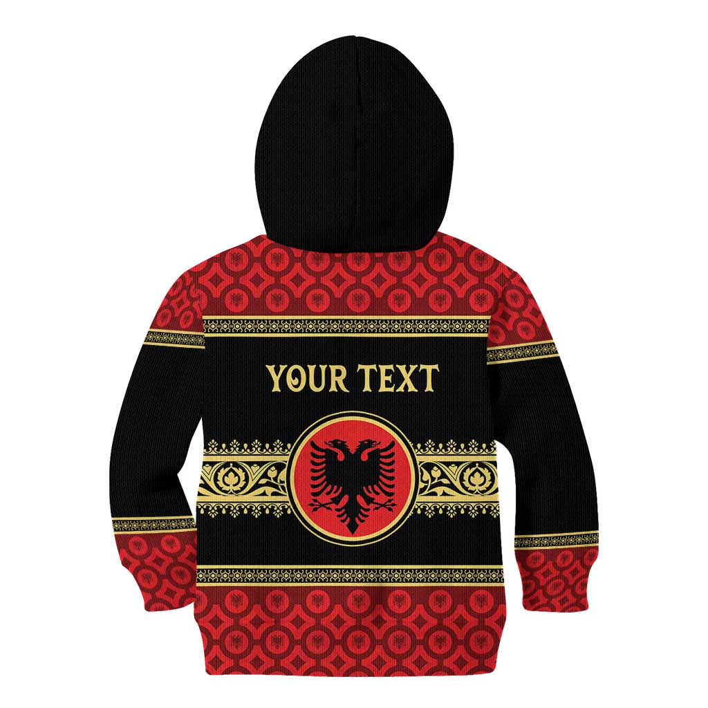 Personalized Albania Eagle Kid Hoodie Red and Black Heritage - Wonder Print Shop