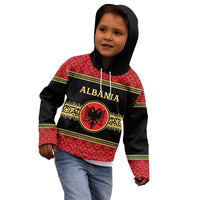 Personalized Albania Eagle Kid Hoodie Red and Black Heritage - Wonder Print Shop