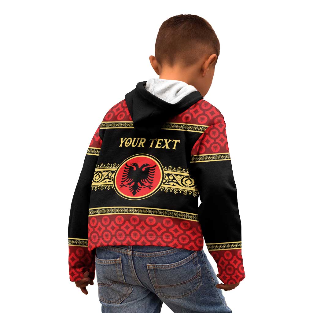 Personalized Albania Eagle Kid Hoodie Red and Black Heritage - Wonder Print Shop