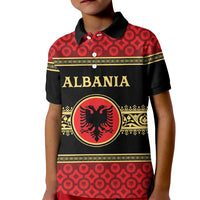 Personalized Albania Eagle Kid Polo Shirt Red and Black Heritage - Wonder Print Shop