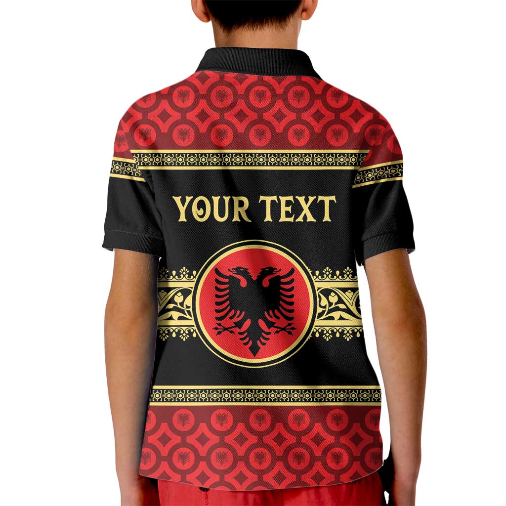Personalized Albania Eagle Kid Polo Shirt Red and Black Heritage - Wonder Print Shop
