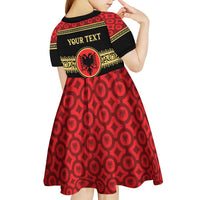 Personalized Albania Eagle Kid Short Sleeve Dress Red and Black Heritage - Wonder Print Shop