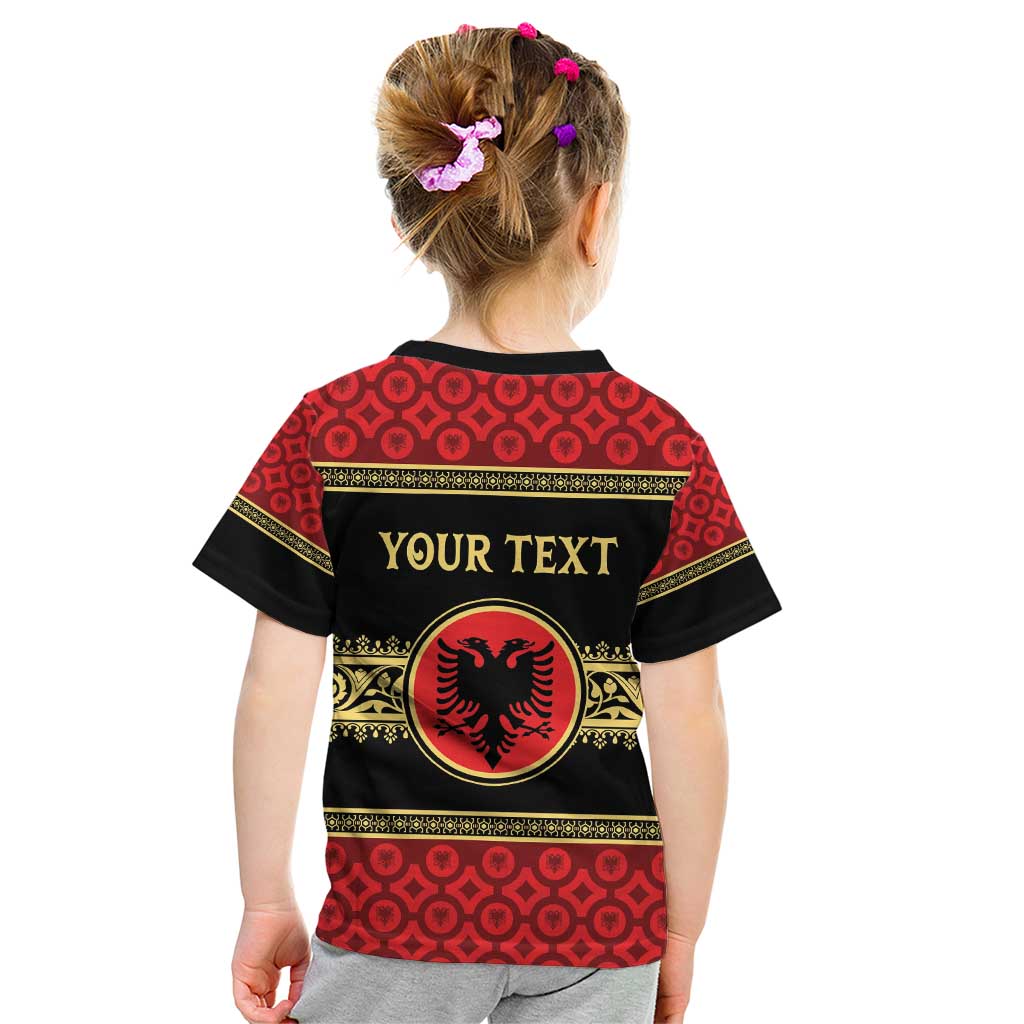 Personalized Albania Eagle Kid T Shirt Red and Black Heritage - Wonder Print Shop