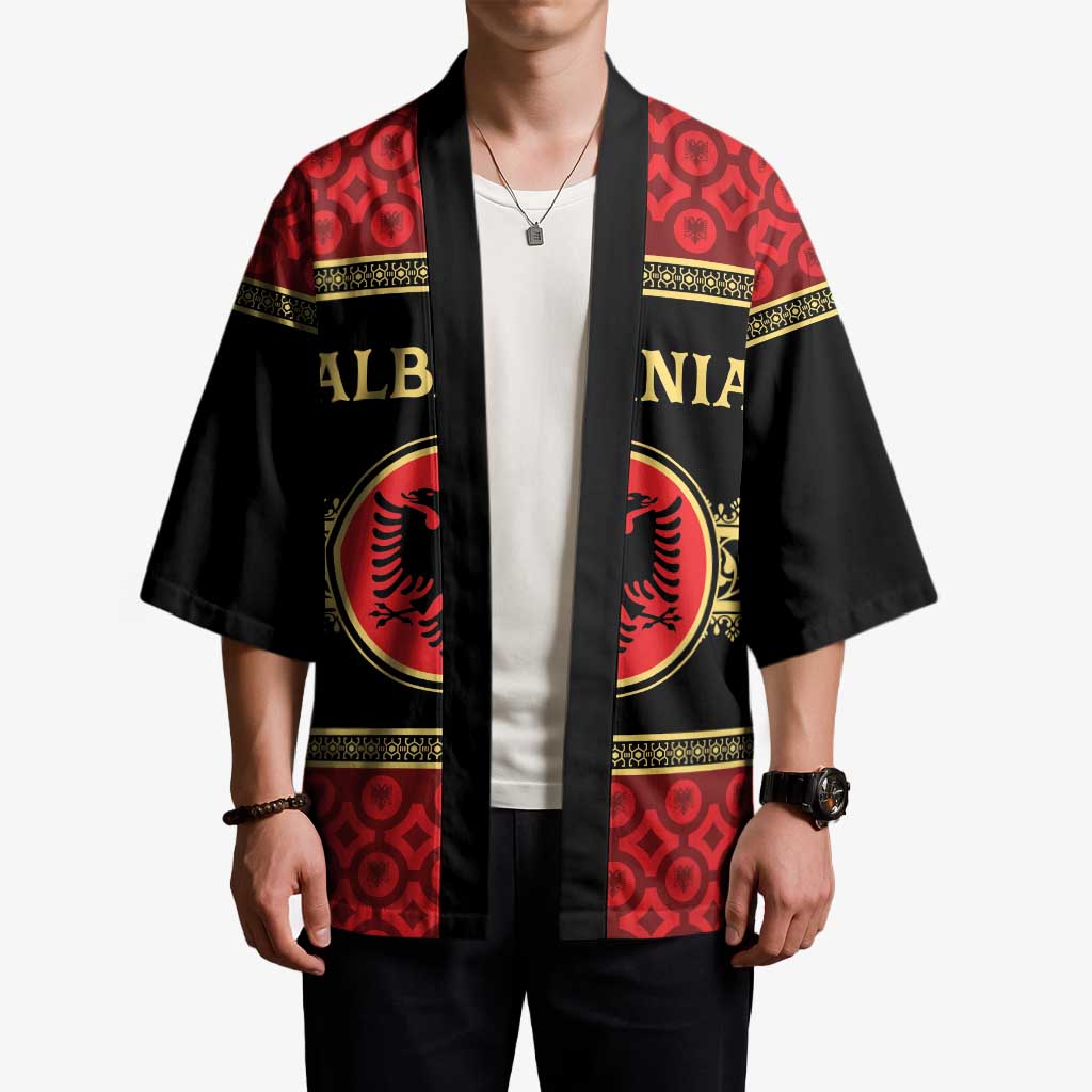 Personalized Albania Eagle Kimono Red and Black Heritage - Wonder Print Shop