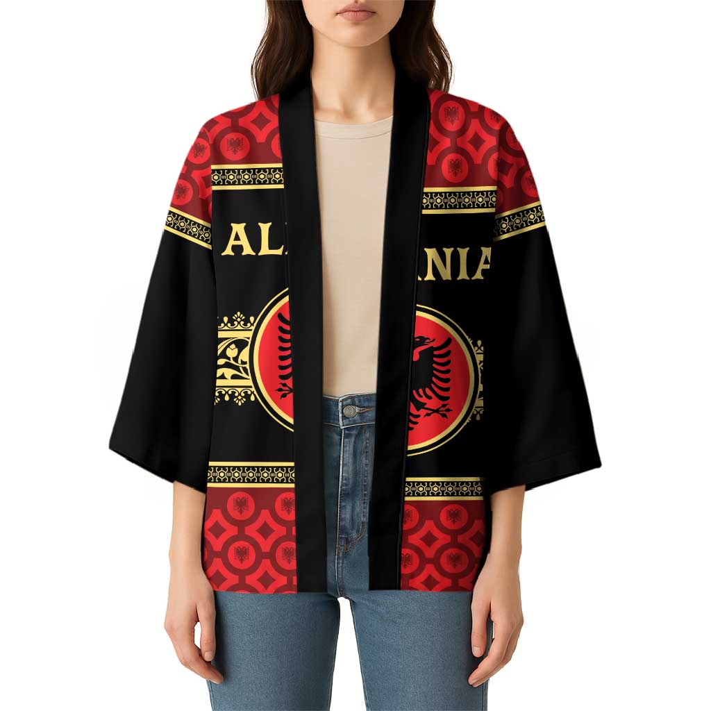 Personalized Albania Eagle Kimono Red and Black Heritage - Wonder Print Shop