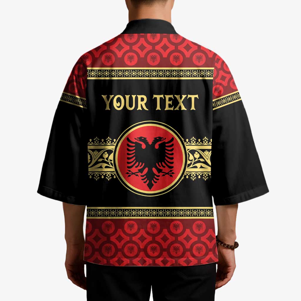 Personalized Albania Eagle Kimono Red and Black Heritage - Wonder Print Shop
