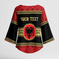 Personalized Albania Eagle Kimono Sleeve Blouse Red and Black Heritage - Wonder Print Shop